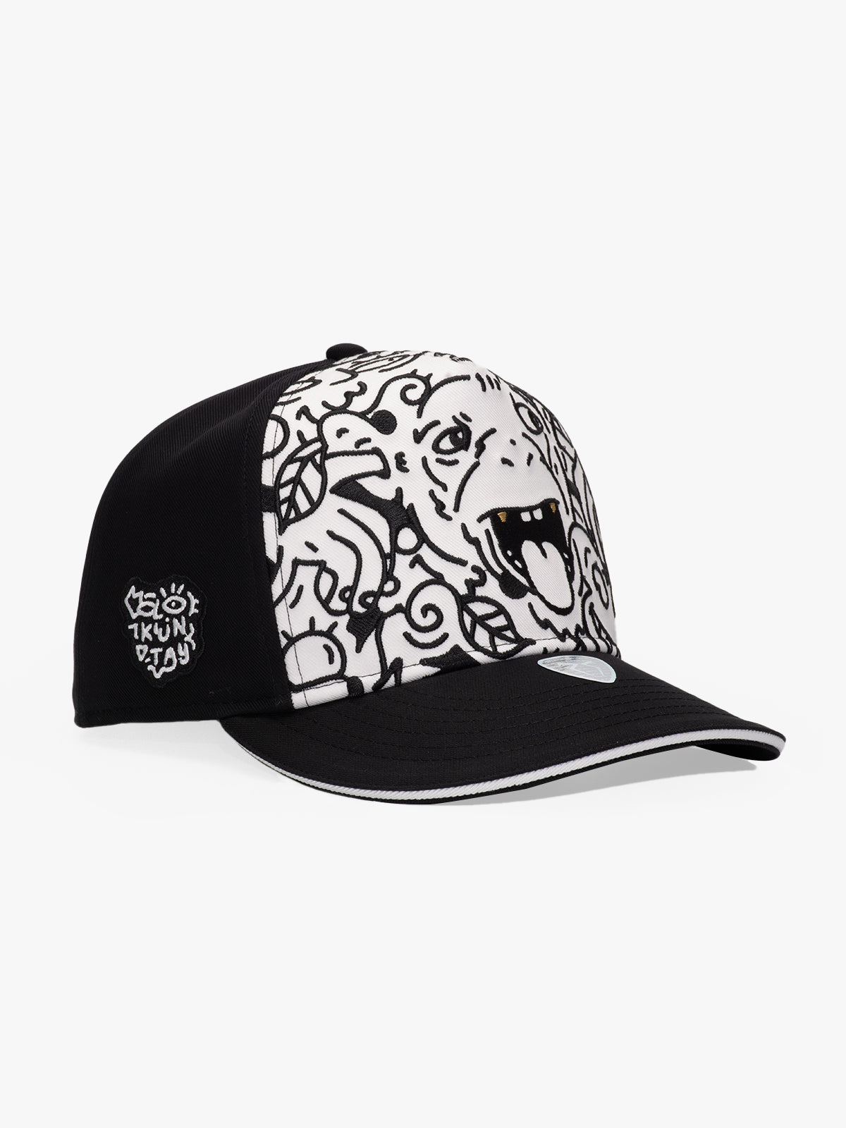 Baseball Cap - Curved Visor - Art Collection - Doodle Monkey - Siyah/Beyaz