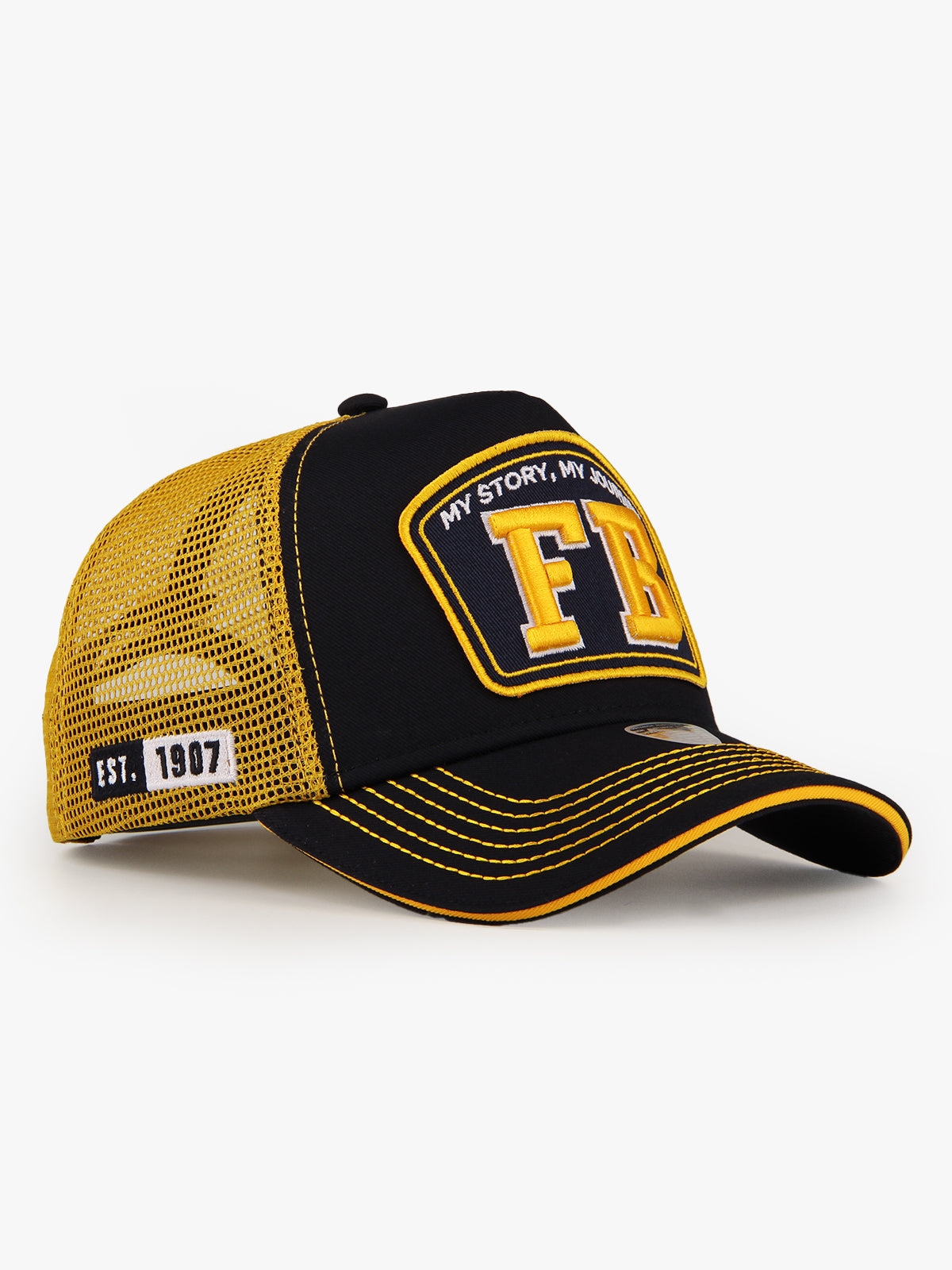 Trucker Hat - Name Collection - Custom Made Two Letters - Lacivert/Sarı