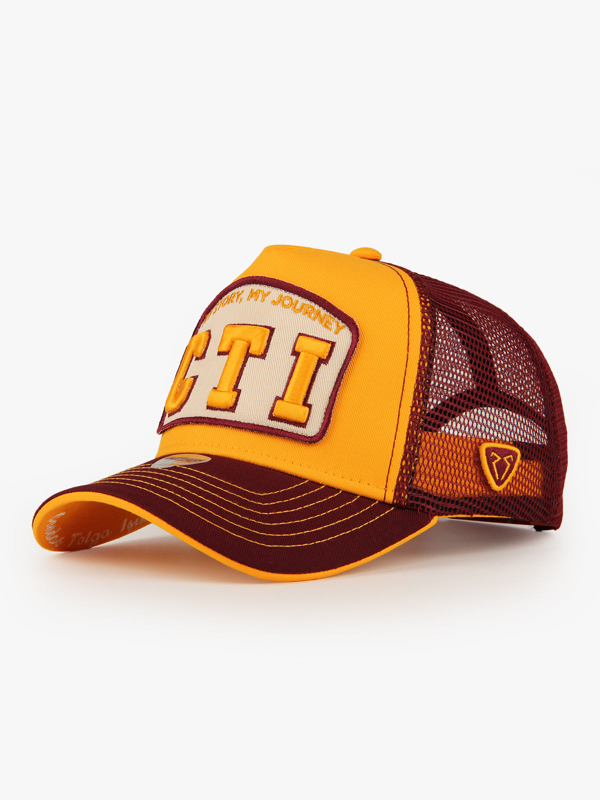 Trucker Hat - Name Collection - Custom Made Three Letters - Sarı/Bordo