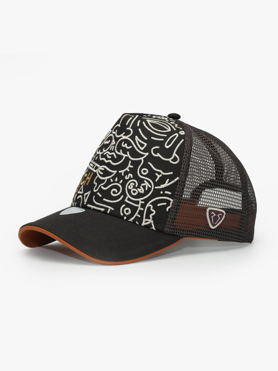 Trucker Hat - Art Collection - Doodle - Kahverengi