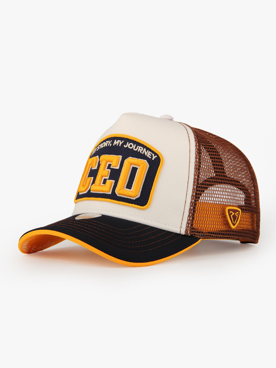 Trucker Hat - Name Collection - Custom Made Three Letters - Ekru/Kahverengi