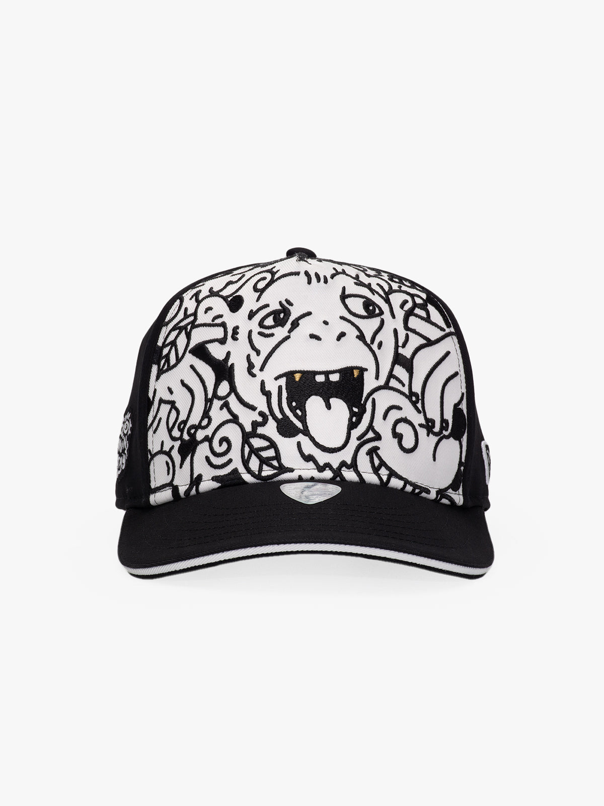Baseball Cap - Curved Visor - Art Collection - Doodle Monkey - Siyah/Beyaz
