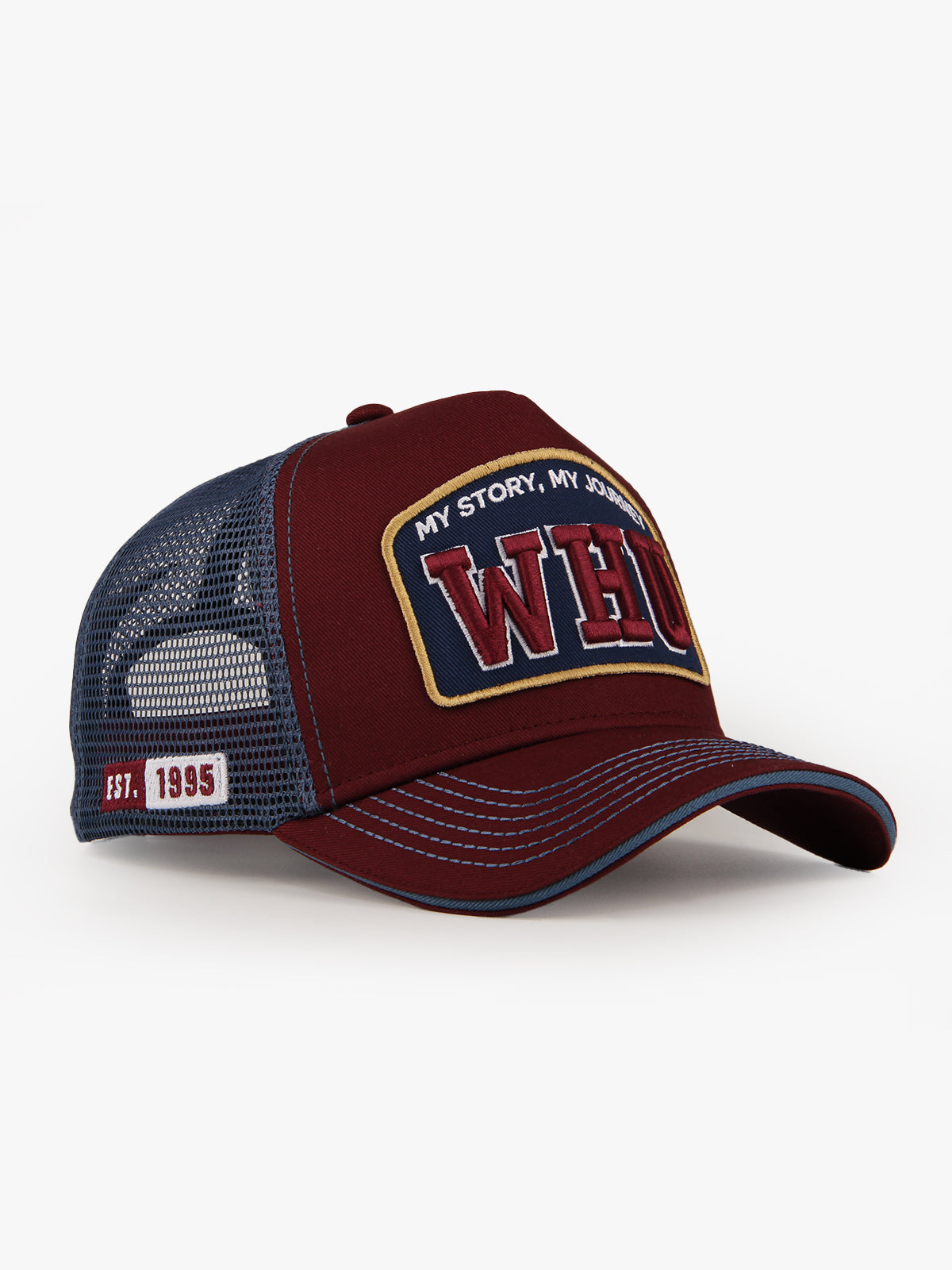 Trucker Hat - Name Collection - Custom Made Three Letters - Bordo/Mavi